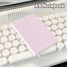 1pc White Polka Dot High-Quality Appearance Notebook, A6 Student Notebook, Pocket Notebook For Organizing Notes, PU Leather Cross-Grain Small Notebook, Lightweight And Portable, Suitable For Daily Writing Use School Supplies - Polka Dots - View 17