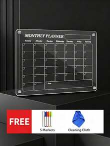 1 Set Magnetic Acrylic Weekly & Monthly Planner Set, Transparent Reusable Whiteboard, Dry-Erase Surface, Easy To Write And Erase, Suitable For Refrigerator Storage, Schedule Planning And Home Organization - Multiple Styles - View 14