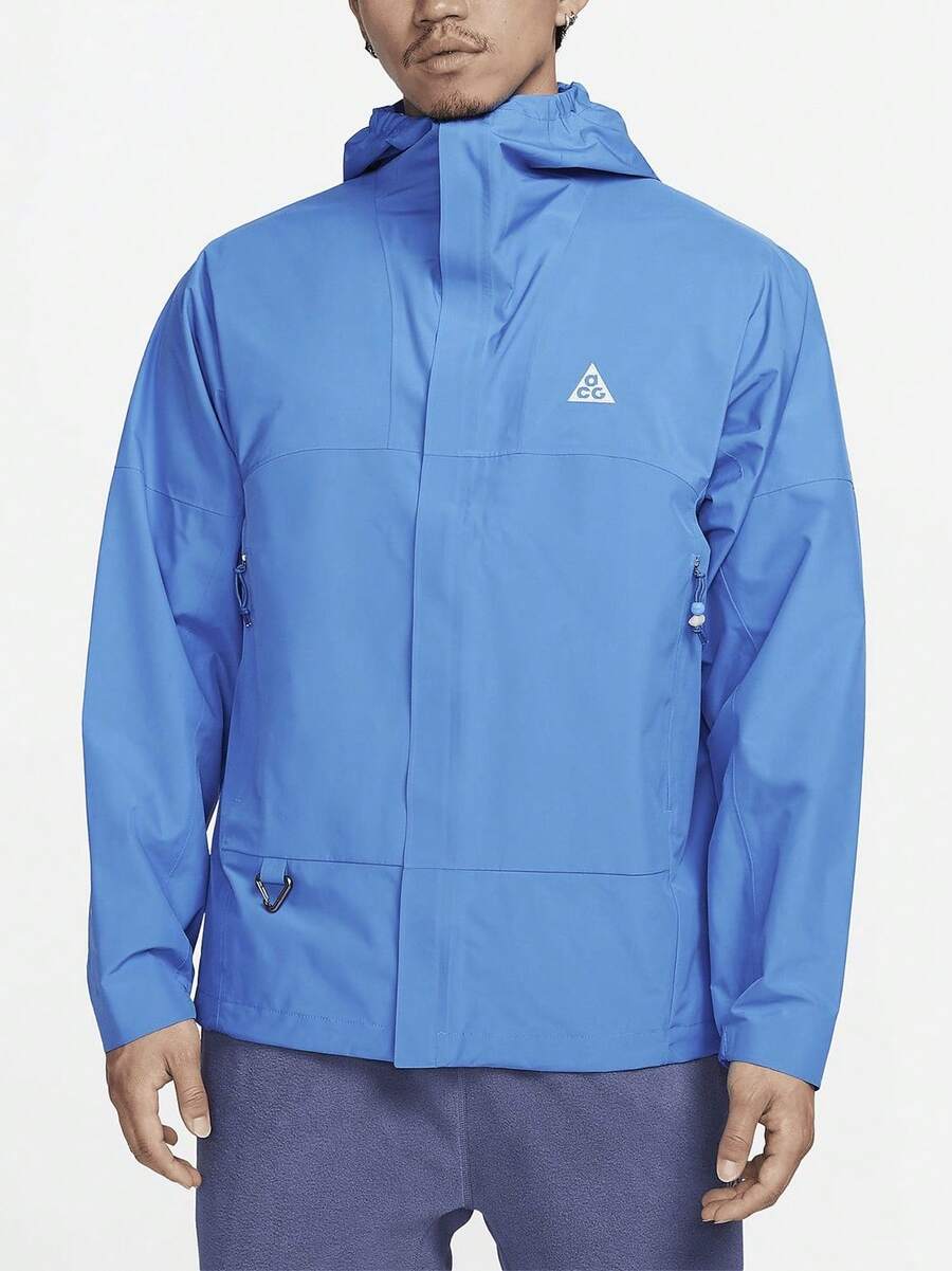 Nike Packable Hooded Outdoor Technical Windproof Waterproof Quick-Dry Long Sleeve Hard Shell Jacket Unisex - Blue - View 1