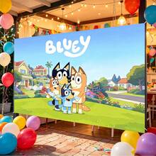 WPETLE Birthday Party Backdrop Cartoon Family House Lawn Scene Photo Background Banner Children Party Decoration - Multicolor - View 4