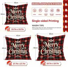4pcs/1pc Red & Black Plaid Christmas Winter Pattern Pillow Case, Single-Sided Printed Pillow Case, Suitable For Living Room, Bedroom, Home Decor, All-Season Pillow Case - Multicolor - View 3