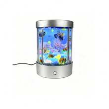 LED Dynamic Artificial Fish Tank Light USB-Powered / Battery-Powered Desktop Decor Night Light For Living Room/Bedroom/Office Mini Aquarium Lamp , Home Office Decor Bedroom, Gifts Artificial Moving - Silver - View 7
