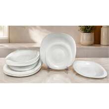18-Piece Square Opal Glass Dinnerware Set – White, 6 Person - White - View 2