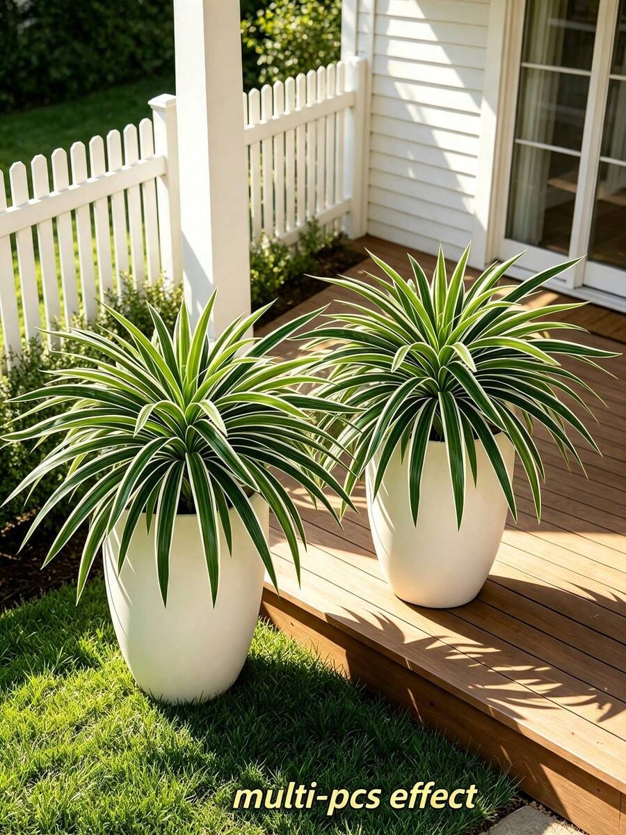 3pcs Hanging Artificial Spider Plant, Fresh Natural Green Foliage, Suitable For Indoor Wall And Windowsill Decoration, Also Applicable For Potted Plants And Garden Planters - Multicolor - View 1