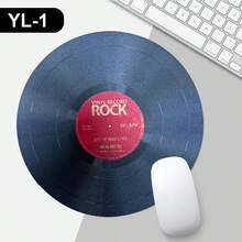 1pc Portable Vintage Vinyl Record Round Mouse Pad, Non-Slip Rubber Base, Tightly Woven High-Definition Print, Fade-Resistant, Washable, Thick Anti-Deformation Office Gaming Home Decor Desk Mat - View 10