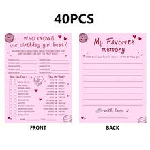 20/40pcs My Favorite Memories Birthday Cards, Memory Challenge Q&A Game, Suitable For Decoration, Party Gifts, Birthday, Party Activity Cards, Perfect For Social Gatherings And Nostalgic Themes - A - View 8