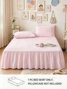 HONEYMOON 1pc Basic Lightweight Ruffle Bed Skirt, Classic Style, Soft & Fashionable, 100% Microfiber Material, 16 Inch Drop, Suitable For Home Bedding, School Dorm, Back To School Essential, Light Pink - Baby Pink - View 2