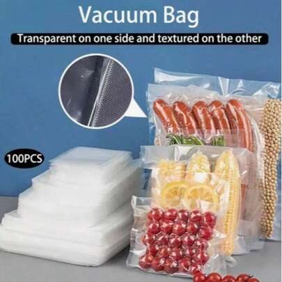100/500 túi hút chân không PE-Nylon trong suốt vân nhám, túi bảo quản thực phẩm kín khí, phù hợp dùng cho gia đình và thương mại, dùng được cho thịt, hải sản, ngũ cốc, hạt, trái cây