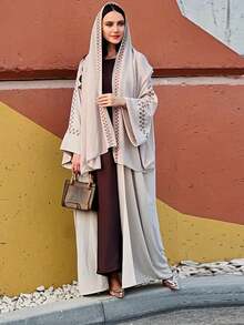 1pc Exquisite Embroidered Fashion Hijab + Abaya With Headscarf And Shawl, Suitable For Women's Daily Wear, All Seasons - Multicolor - View 15