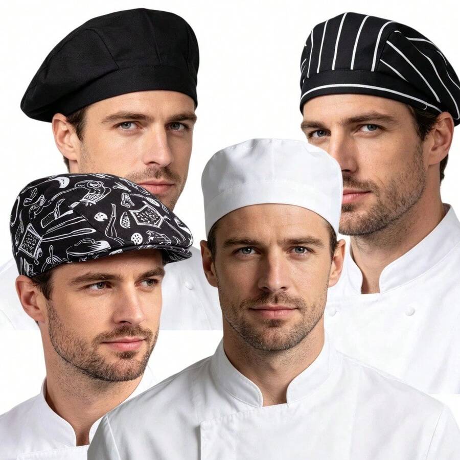 Adjustable Classic Chef Hat, Pleated Chef Hat, Unisex Breathable Tall Chef Hat, Suitable For Cafe, Restaurant, Kitchen - 1Pc - View 1