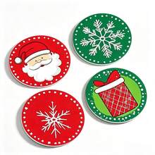 4pcs Christmas Holiday Style Simple Line Drawing Santa Claus Gift Snowflake Element Acrylic Round Coasters - Add Holiday Atmosphere - Practical Holiday Decoration - Suitable For Coffee Cups - Suitable For Office - Dining Table - Holiday Party Gift - Holiday Atmosphere Decoration - Holiday Party Decoration Accessories - Christmas Eve Party Decoration - Multicolor - View 8