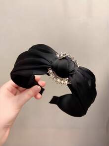 1pc Premium Wide Headband, Fashionable Elegant High-Quality Satin Rhinestone Headband, Elegant Accessory - Multicolor - View 8