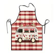 1pc Christmas Santa Claus, Christmas Bell, Christmas Snowflake, Christmas Reindeer, Christmas Tree, Christmas Snowman, Christmas Penguin, Christmas Cartoon Animal Pattern Chef Apron, Apron, Suitable For Home Decor And Kitchen Use. Made Of 100% Polyester Material, Designed As Sleeveless Style, Perfect For Home Kitchen, Outdoor BBQ Cooking. This Printed Apron Is Unisex, Machine Washable And Reusable, A Kitchen Essential - Multicolor - View 9
