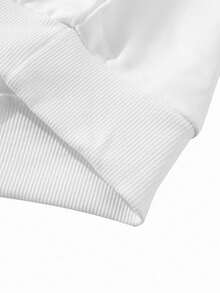 Sudadera de hombre de hombros caídos de un solo color, para otoño, parte superior de manga larga - Blanco - Ver 6
