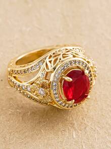 1pc Vintage Cubic Zirconia Ring For Women, Wedding Engagement Party Jewelry, Valentine's Day Gift - 1# - View 1