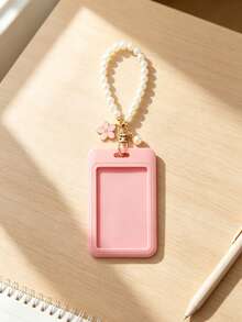 Women's Faux Pearl Flower Ring Lanyard With ID Card Holder, Cute Beaded Phone Case Keychain, Bag Charm, Suitable For Women, Students, Teachers - Multicolor - View 6