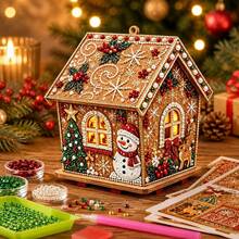 3D聖誕小屋鑽石畫套裝，成人版，節日裝飾，手工聖誕樹飾品，居家手工禮物 - A - 查看 6