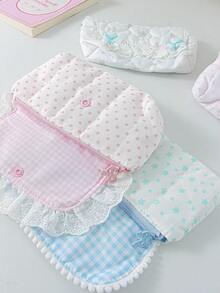 1 buah Tas Kosmetik Kartun Lucu Berbahan Quilted, Kapasitas Besar, Kantong Makeup dengan Dekorasi Pita Manis, Organizer Perlengkapan Mandi Portabel untuk Perjalanan & Penggunaan Sehari-hari, Kotak Pensil Feminin - MultiWarna - View 9