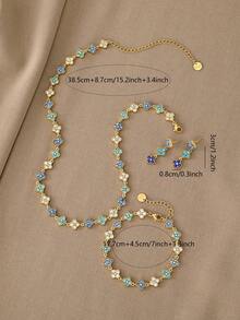 Kalung Emas 18K, Gelang Emas, Anting-anting Zirkonia Tembaga Bertekstur Serbaguna, Cocok untuk Kencan, Pesta, Hadiah, dan Pemakaian Sehari-hari - Emas - View 7