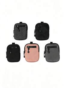 1pc Storage Small Pouch With Front Zipper Compartment, Outdoor Portable Key Earphone Coin Purse Hanging Bag - Multicolor - View 2