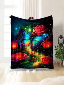 1pc Modern Style Soft & Comfortable Blanket, Minimalist Cool Design, Multi-Purpose Throw For Sofa, Bed And More, Outdoor Camping Leisure Blanket, Suitable For Home, Picnic, Travel, All-Season Comfort, 280gsm Polyester, Machine Washable - Multicolor - View 1