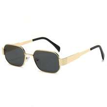1 Pair Unisex New Minimalist Square Fashion Glasses, Vintage Street Style Eyewear - Gold - View 3