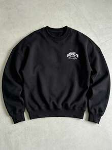 Men's Crew Neck Sports Fashion Sweatshirt, Suitable For Daily Wear, Sports And Vacation, Perfect Gift For Husband - Black - View 7