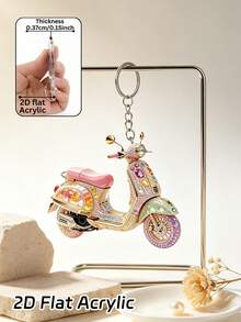 2D Acrylic Shiny Motorcycle-Shaped Keychain, Electric Vehicle Pattern Bag Charm, Daily Decorative Gift, Suitable For Backpack, Wallet, Phone, Earphone, Car Charm, Unique Birthday Gift, Party Gift, Back To School Gift, Teacher's Day Gift, Halloween Christmas Gift - Multicolor - View 6