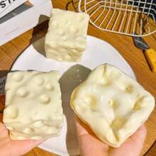 1pc Soft Hand Toy, Giant Pale Yellow Cheese Shaped, Filled With Coconut Oil Cream Cheese, Silent Stress Relief Sensory Toy, Suitable For Desktop Focus And Relaxation, 2026 Popular Non-Bouncing Fidget Toy - Multicolor - View 7