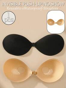 2pcs Reusable Silicone Adhesive Push-Up Bra, Strapless Invisible Self-Adhesive Nipple Covers, Suitable For Backless Evening Gowns - Multicolor - View 24