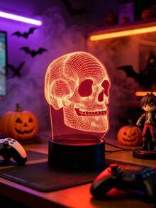Skull-Shaped 3D LED Desk Lamp - USB Powered, Energy-Efficient Night Light For Bedroom & Study, Perfect Halloween Decor And Gift - Skull - View 11