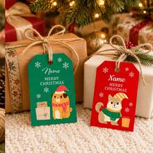 Custom Christmas Gift Tags, Festive Personalized Name Gift Cards For Holiday Wrapping, Customized Name Present Labels, Customizable Xmas Party Favor Tags, Pet Style, Secret Santa Gift, Stocking Stuffer, Merry Christmas, Christmas Ornaments, Family - Style a - View 5