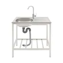 29.5*15.7*29.5 In Modern Silver Freestanding Rectangular Sink With Operation Countertop And Bottom Shelf - Silver - View 5