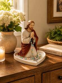 Jesus Holy Father Rosary Stand, Rosary Holder, Catholic Home Decor, Elegant Virgin Mary Prayer Rosary Box, Religious Gift, Catholic Gift, Suitable For Bedroom, Living Room, Office Desk Decoration - Multicolor - View 3