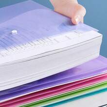 3D 3-Layer Waterproof A4 Transparent Snap Button File Bag, PP Document Organizer For Meeting Tickets, Exam Papers And Classified Storage - Multicolor - View 3