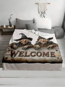 1pc Halloween Style Soft & Comfortable Blanket, Multi-Purpose Throw For Sofa, Bed, Outdoor Camping, Leisure, Home, Picnic, Travel, All Season, 280gsm Polyester, Machine Washable - Multicolor - View 6