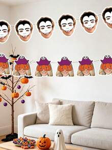 Custom Halloween Face Banner, Personalized Photo Face Cutout Banner With Pumpkin, Vampire, Bat & Mask Designs, Funny Halloween Party Decorations, Photo Backdrop & Wall Decor For Home, Parties & Events, Spooky Gift For Family & Friends 1/5/10/20pcs - Head Banner - View 9