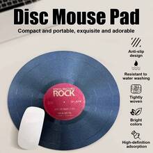 1pc Portable Vintage Vinyl Record Round Mouse Pad, Non-Slip Rubber Base, Tightly Woven High-Definition Print, Fade-Resistant, Washable, Thick Anti-Deformation Office Gaming Home Decor Desk Mat - View 4