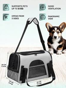 Ransel Kucing & Anjing Kapasitas Besar dan Bernapas, Ransel Portabel untuk Hewan Peliharaan di Luar Ruangan, Tas Jinjing Lipat Satu Bahu untuk Anjing/Kucing, Cocok untuk Anjing Kecil, Kucing, Kelinci, dan Anak Anjing - Grey - View 6