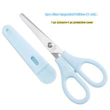 Stainless Steel Round Tip Scissors With Protective Cover, Pink, Purple And Light Blue Portable Multi-Function Scissors, Ergonomic Design, Suitable For Office, School, Home And Craft Projects, Can Cut Fabric, Paper And Metal Wire - Multicolor - View 10