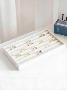 1/4/5/6/7/8/9pcs Velvet Jewelry Tray, Large Capacity, Independent Compartments, Stackable Jewelry Display Stand, Earrings, Necklaces, Bracelets, Rings, Hair Clips - Multicolor - View 4