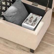 Upholstered Bench With Storage, Bed Bench With Lid In Linen Look, Trunk Bench, Storage Bench For Living Room And Bedroom, Grey - 米色 - 查看 5