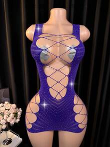 內衣套裝／角色扮演服裝連身衣上衣長袖內衣罩衫比基尼罩衫 - 紫色 - 查看 1