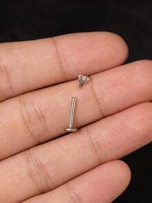 1pc 16G Stainless Steel Zirconia Star Flat Back Screw Stud Earring | Stackable Earring | Cartilage Earring | Lobe Earring | Helix Earring (Not A Pair) - Zirconia Star - View 3