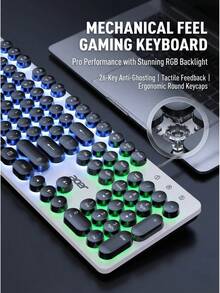 Acer Kombo Keyboard dan Mouse Berkabel OCC205 - Keyboard dan Mouse Mekanik dengan Tutup Tombol Bulat Bergaya Punk - Pencahayaan Pernapasan Pelangi - Rollover 26 Tombol - Cocok untuk PC/Laptop - Versi Bercahaya - View 8