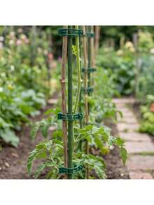 Plant Support Clips 150 Pcs For Stems And Growing Shoots, Green PP And HDPE Snap Fasteners For Tomatoes, Easy Tool Free Attachment To Strings Stakes And Garden Supports, Reusable Moisture Resistant Design Ideal For Garden Plants - A - View 5