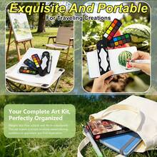 GuangNa 20/30/40 Colors Fan-Shaped Solid Color Watercolor Paint Set, Foldable Portable Watercolor Set With Palette And Watercolor Brushes, High Transparency Easy-To-Mix Paint, Suitable For Outdoor Sketching And Art Painting - Multicolor - View 10