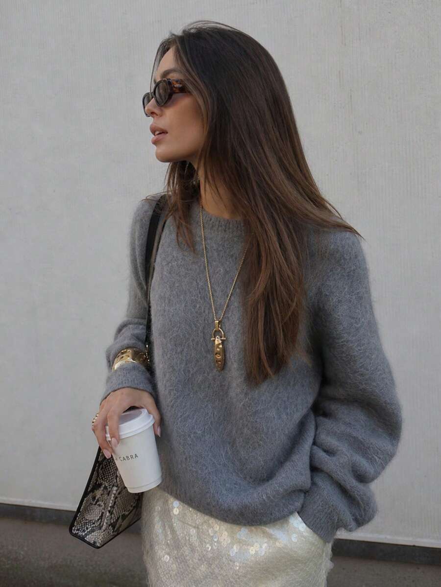 Women's Grey Premium Sweater 2026 New Autumn/Winter - Grey - View 1