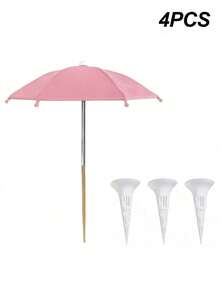 4pcs/Set Potted Plant Sun Shade Umbrella, Outdoor Plant Flower Shade Umbrella, Potted Plant Shade Cover, 1 Mini Umbrella + 3 Potted Plant Watering Devices, Sun Protection And Heat Insulation Design, Suitable For Tall And Short Plants - Multicolor - View 8