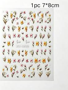 1 Set Light Pink Floral Branch & Colorful Flower Decorative Stickers, Suitable For Phone, Camera, Instant Camera, Hair Dryer, Water Cup, Computer, Napkin Box And Other Object Surfaces, Free To Paste And Decorate, Create Personalized Appearance, Easy To Operate, Suitable For Various Hard Flat Surface Decoration And Modification - Sticker - View 10